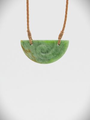 Moko Pounamu Kouma Breastplate with Koru NZ Genuine Auhunga Flower Greenstone - Rangitaiki