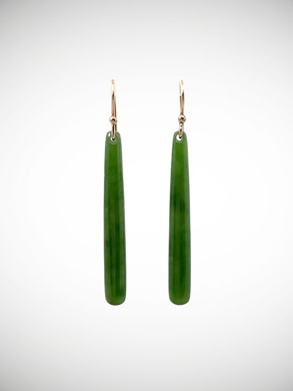 Moko Pounamu NZ Genuine Kahurangi Greenstone & 9ct Gold Earrings - Okoriko