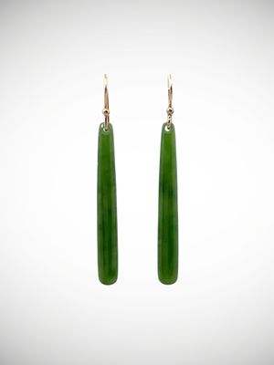 Moko Pounamu NZ Genuine Kahurangi Greenstone & 9ct Gold Earrings - Okoriko