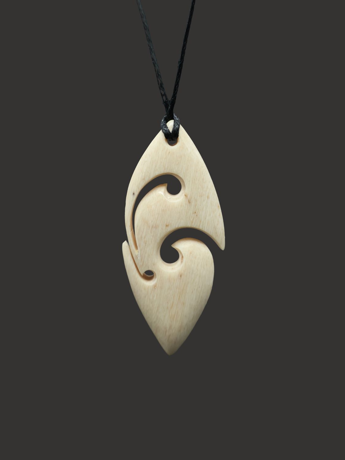 Moko Pounamu Koru Whale Bone Carving - Mahaanui