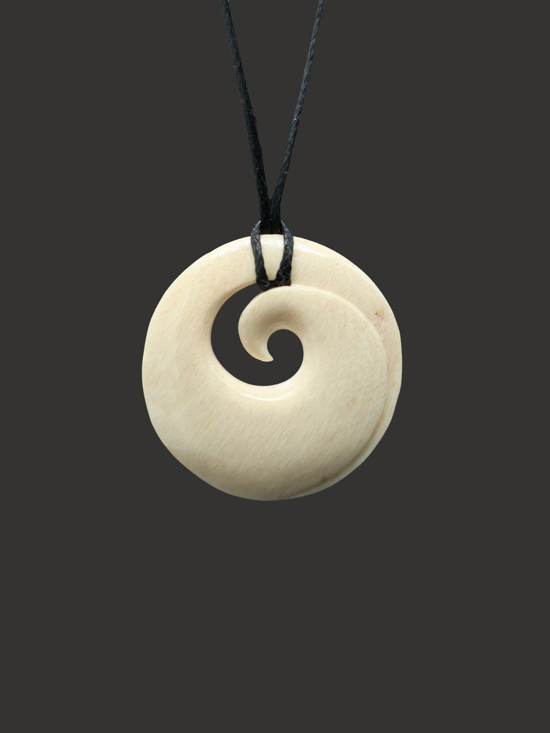 Moko Pounamu Koru Whale Bone Carving - Turihuka