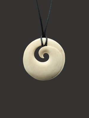 Moko Pounamu Koru Whale Bone Carving - Turihuka