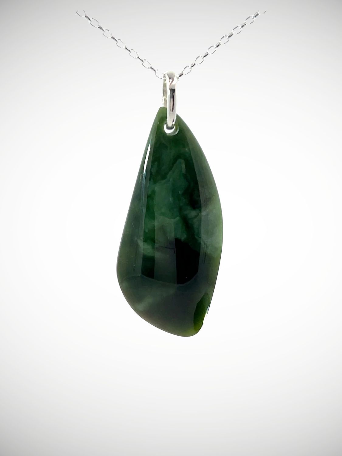 Moko Pounamu Roimata (Teardrop) NZ Genuine Auhunga Greenstone with Sterling Silver bail - Turihuka