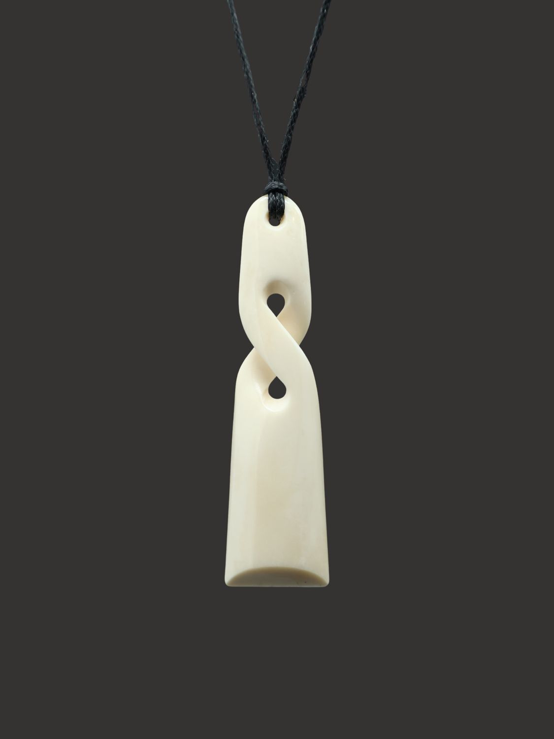 Moko Pounamu Pikorua (Twist) Toki Whale Bone Carving - Tarahaka