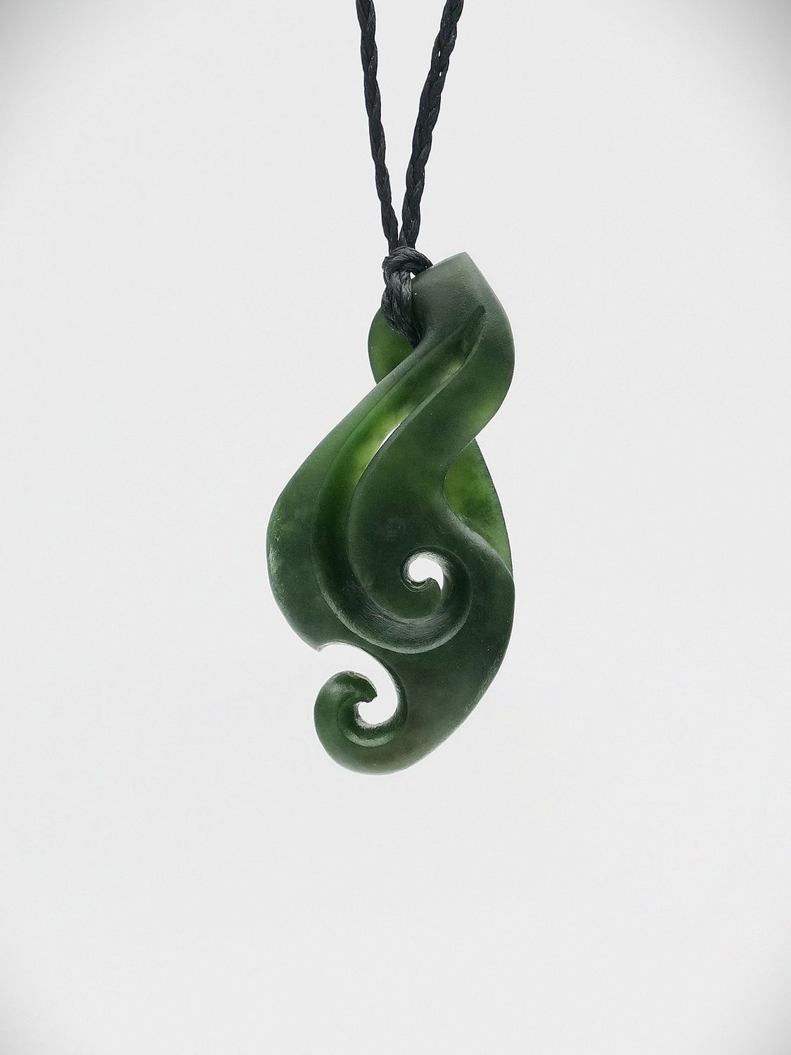 Moko Pounamu Pikorua with Koru NZ Genuine Kawakawa Greenstone - Mangatutu