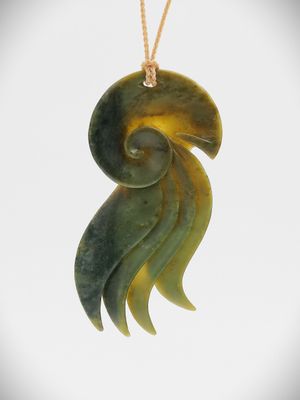 Moko Pounamu Nautilus NZ Genuine Inanga Totoweka Greenstone - Mohaka