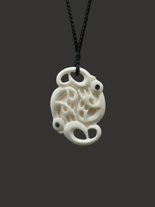 Moko Pounamu Double Manaia Bone Carving - Ohonu