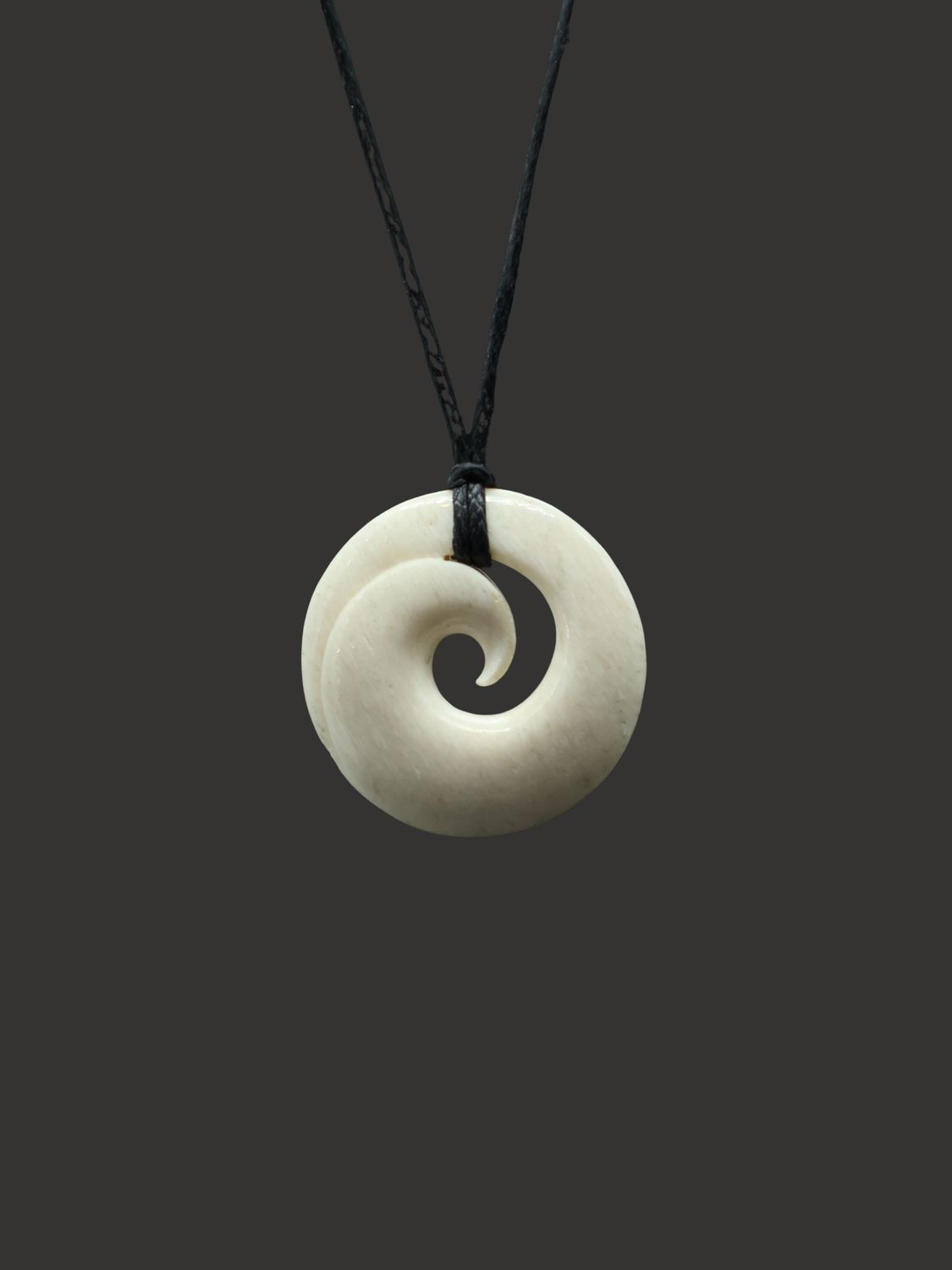 Moko Pounamu Koru Whale Bone Carving - Omakau