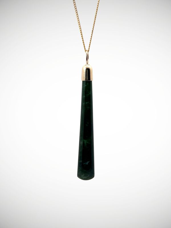 Moko Pounamu Roimata (Teardrop) NZ Genuine Kawakawa Greenstone & 9ct Gold - Te Waimumu