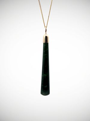 Moko Pounamu Roimata (Teardrop) NZ Genuine Kawakawa Greenstone & 9ct Gold - Te Waimumu