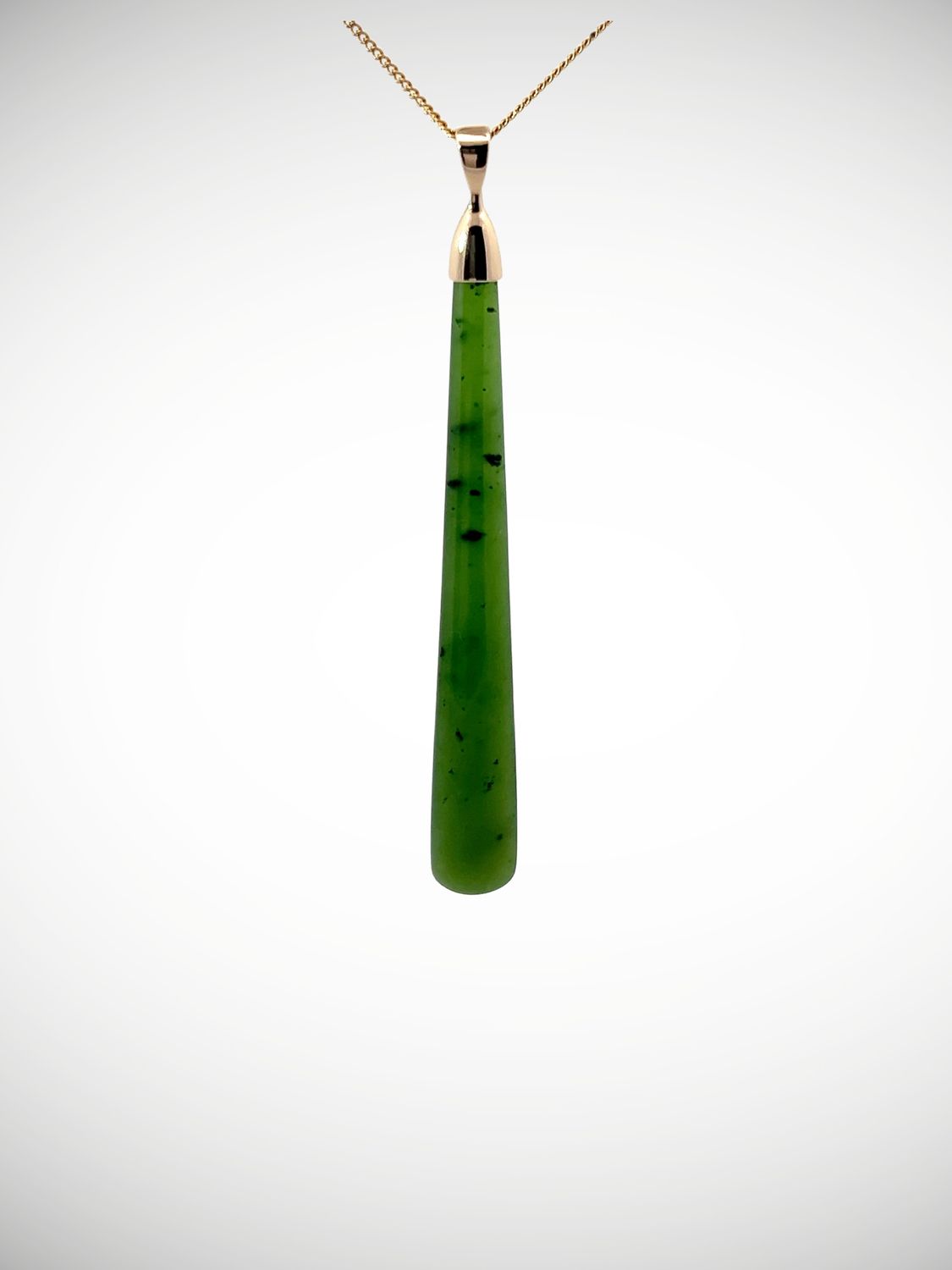 Moko Pounamu Gilt Jewellery Roimata (Teardrop) NZ Genuine Kahurangi Greenstone & 9ct Gold - Okahu