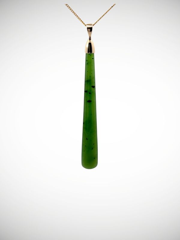 Moko Pounamu Gilt Jewellery Roimata (Teardrop) NZ Genuine Kahurangi Greenstone & 9ct Gold - Okahu