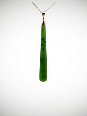 Moko Pounamu Gilt Jewellery Roimata (Teardrop) NZ Genuine Kahurangi Greenstone & 9ct Gold - Okahu