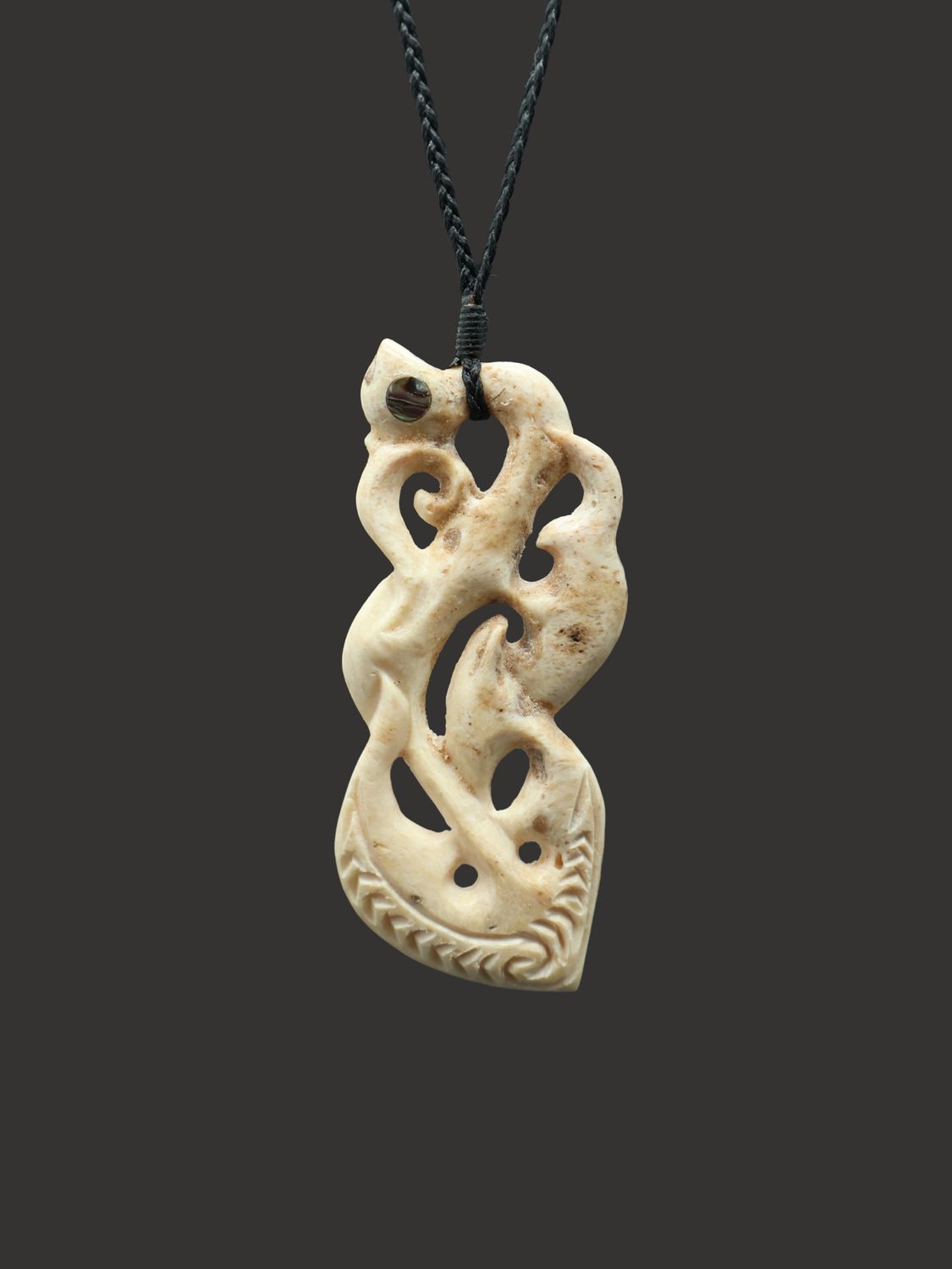Moko Pounamu Manaia Whale Bone Carving - Paiari