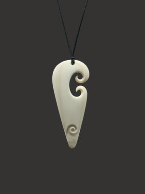 Moko Pounamu Koru Whale Bone Carving - Rakiriri