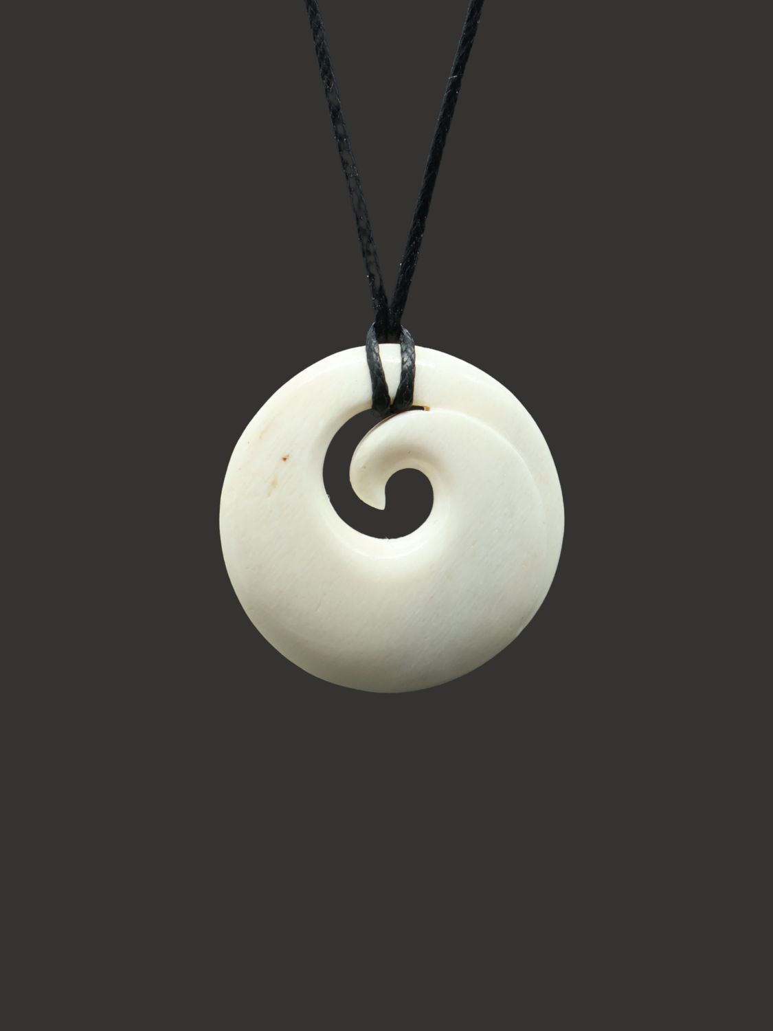 Moko Pounamu Koru Genuine Whale Bone Carving - Maukatere