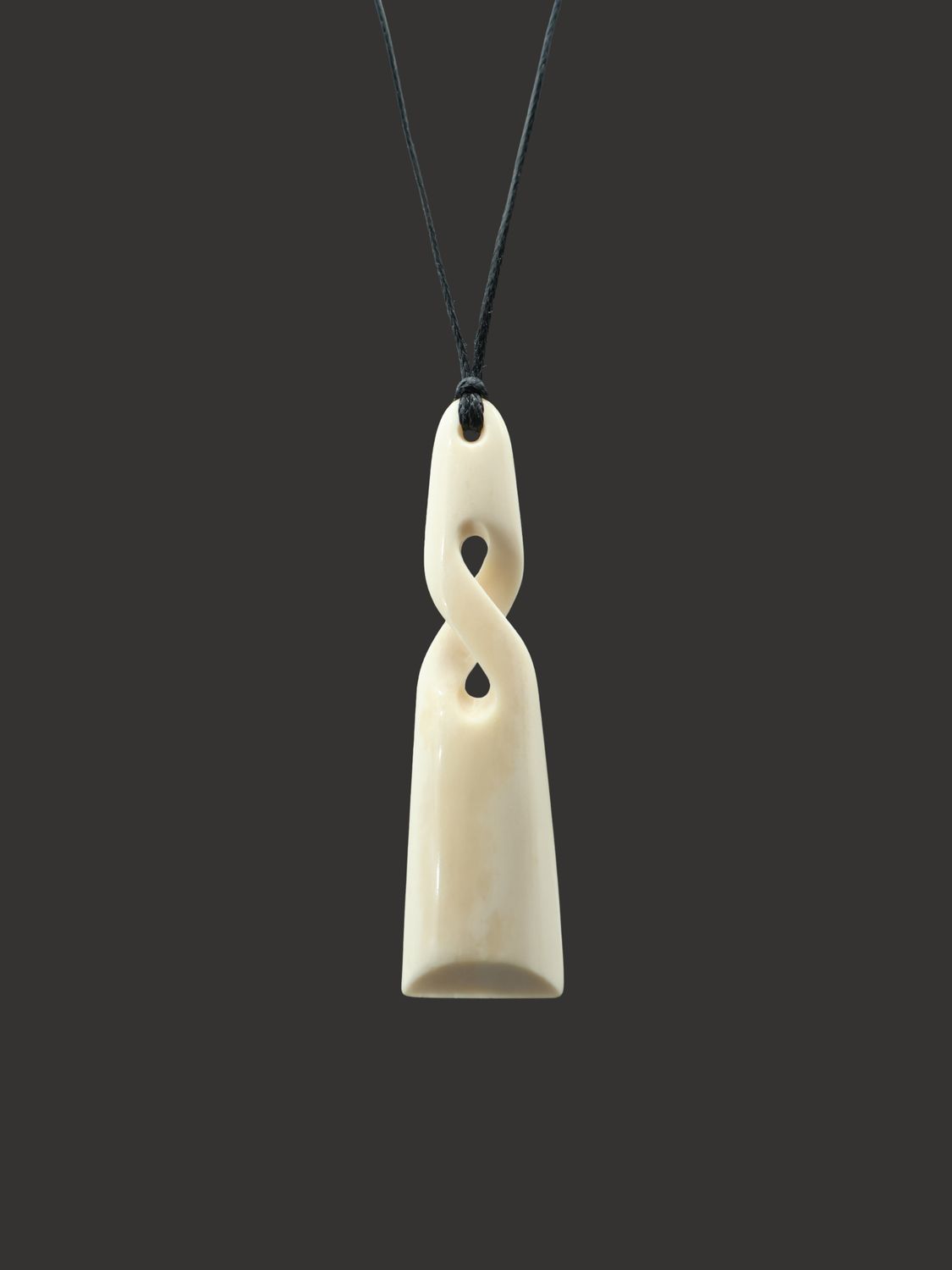 Moko Pounamu Single Pikorua (Twist) Toki Genuine Whale Bone Carving - Mokomoko