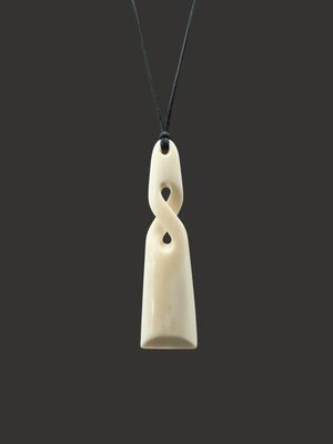 Moko Pounamu Single Pikorua (Twist) Toki Genuine Whale Bone Carving - Mokomoko