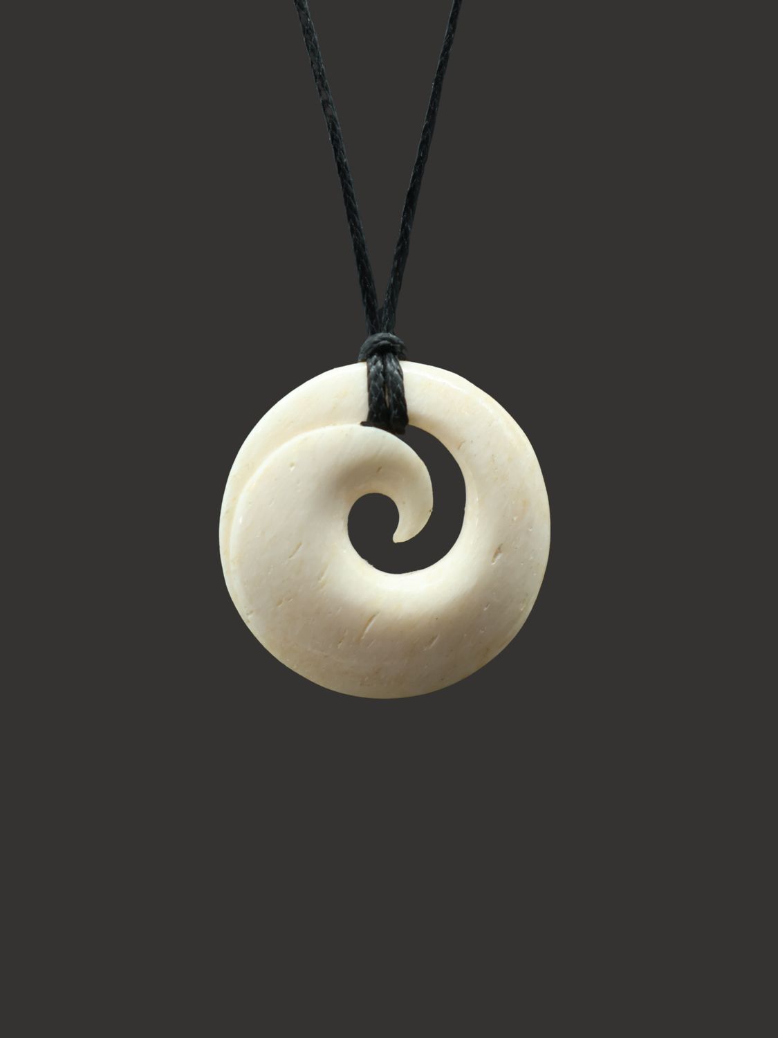Moko Pounamu Koru Genuine Whale Bone Carving - Ohikaroroa