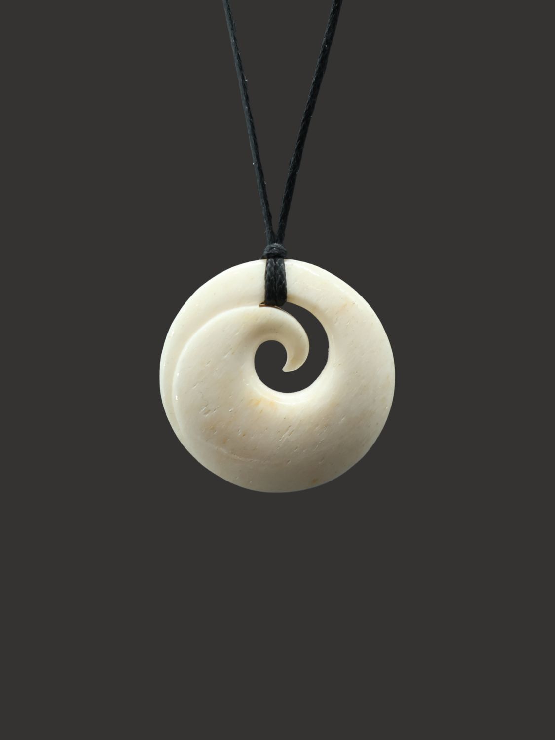 Moko Pounamu Koru Genuine Whale Bone Carving - Tahunanui