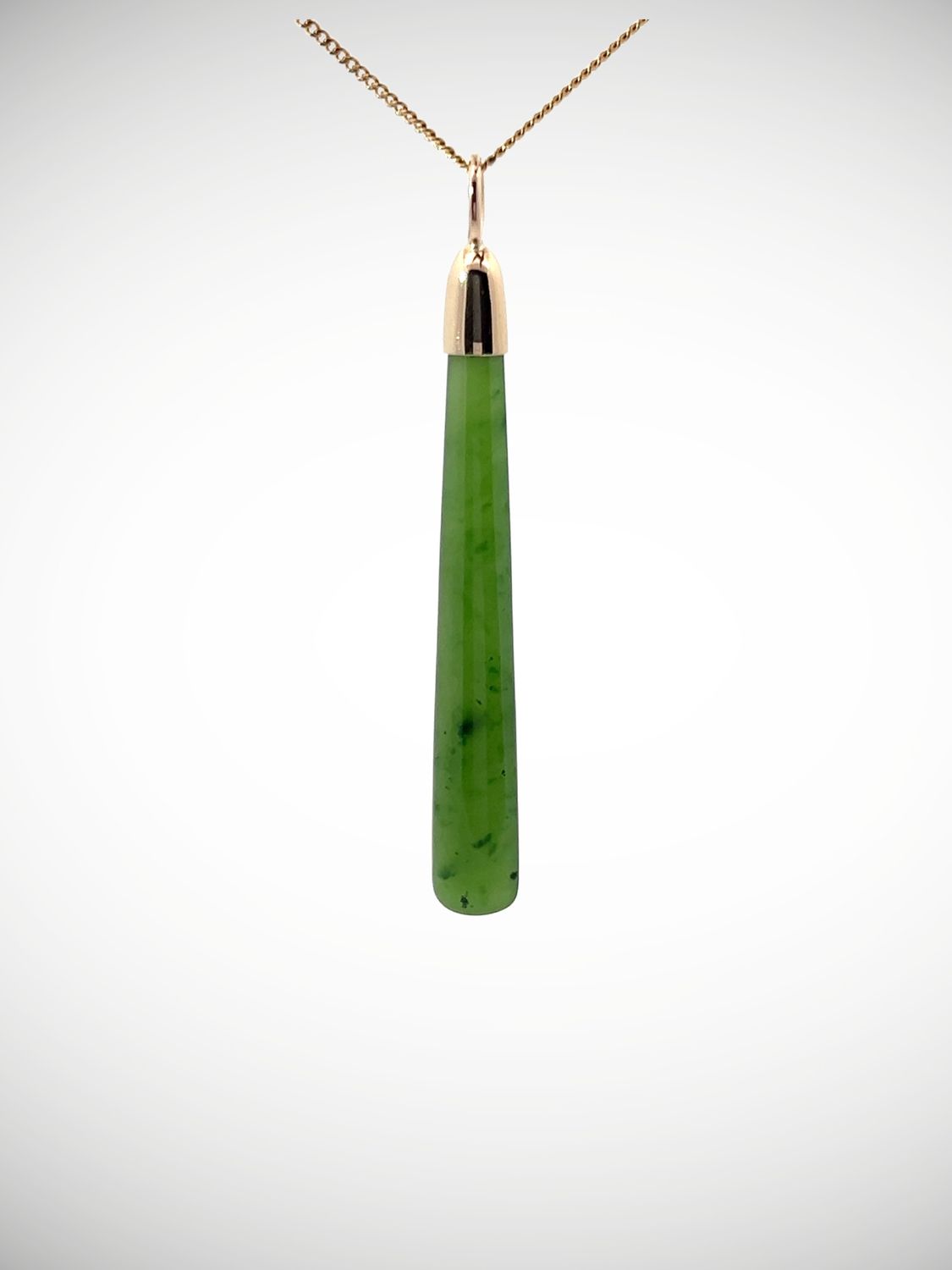 Moko Pounamu Gilt Jewellery Roimata (Teardrop) NZ Genuine Kahurangi Greenstone & 9ct Gold - Nohoturoa