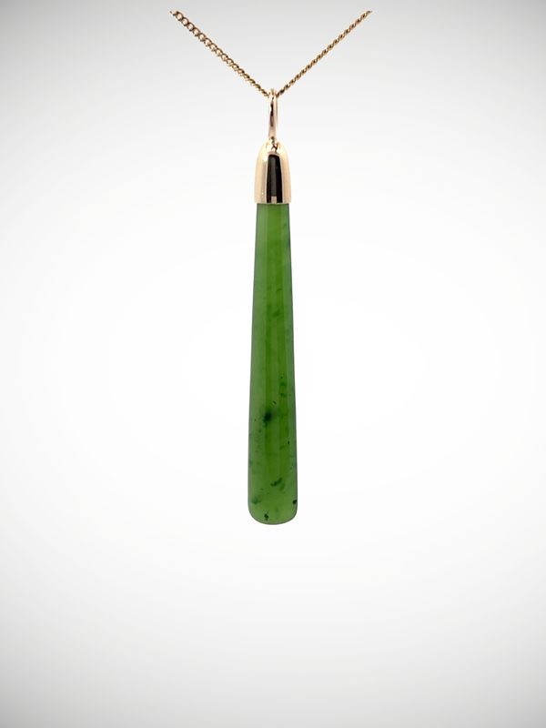 Moko Pounamu Gilt Jewellery Roimata (Teardrop) NZ Genuine Kahurangi Greenstone & 9ct Gold - Nohoturoa