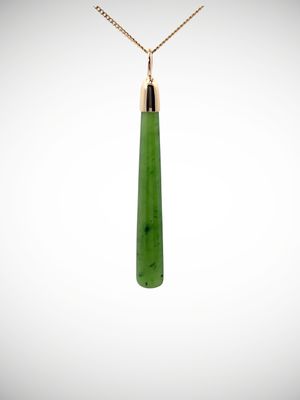 Moko Pounamu Gilt Jewellery Roimata (Teardrop) NZ Genuine Kahurangi Greenstone & 9ct Gold - Nohoturoa
