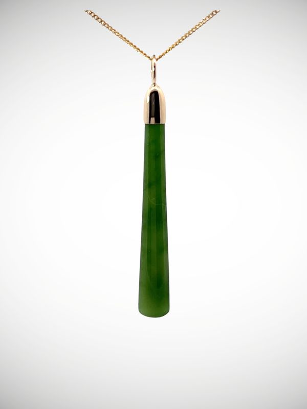 Moko Pounamu Gilt Jewellery Roimata (Teardrop) NZ Genuine Kahurangi Greenstone & 9ct Gold - Mou Waho