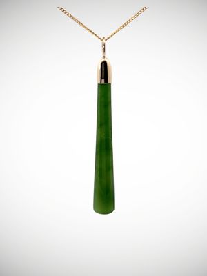 Moko Pounamu Gilt Jewellery Roimata (Teardrop) NZ Genuine Kahurangi Greenstone & 9ct Gold - Mou Waho