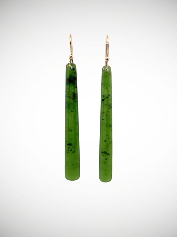 Moko Pounamu NZ Genuine Kahurangi Greenstone & 9ct Gold Earrings - Whakaoma