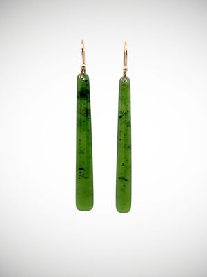 Moko Pounamu NZ Genuine Kahurangi Greenstone & 9ct Gold Earrings - Whakaoma