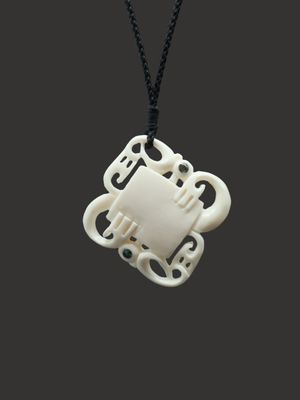 Moko Pounamu Double Manaia Bone Carving - Ruera