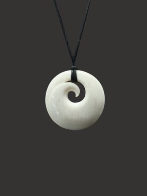 Moko Pounamu Koru Genuine Whale Bone Carving - Runanga