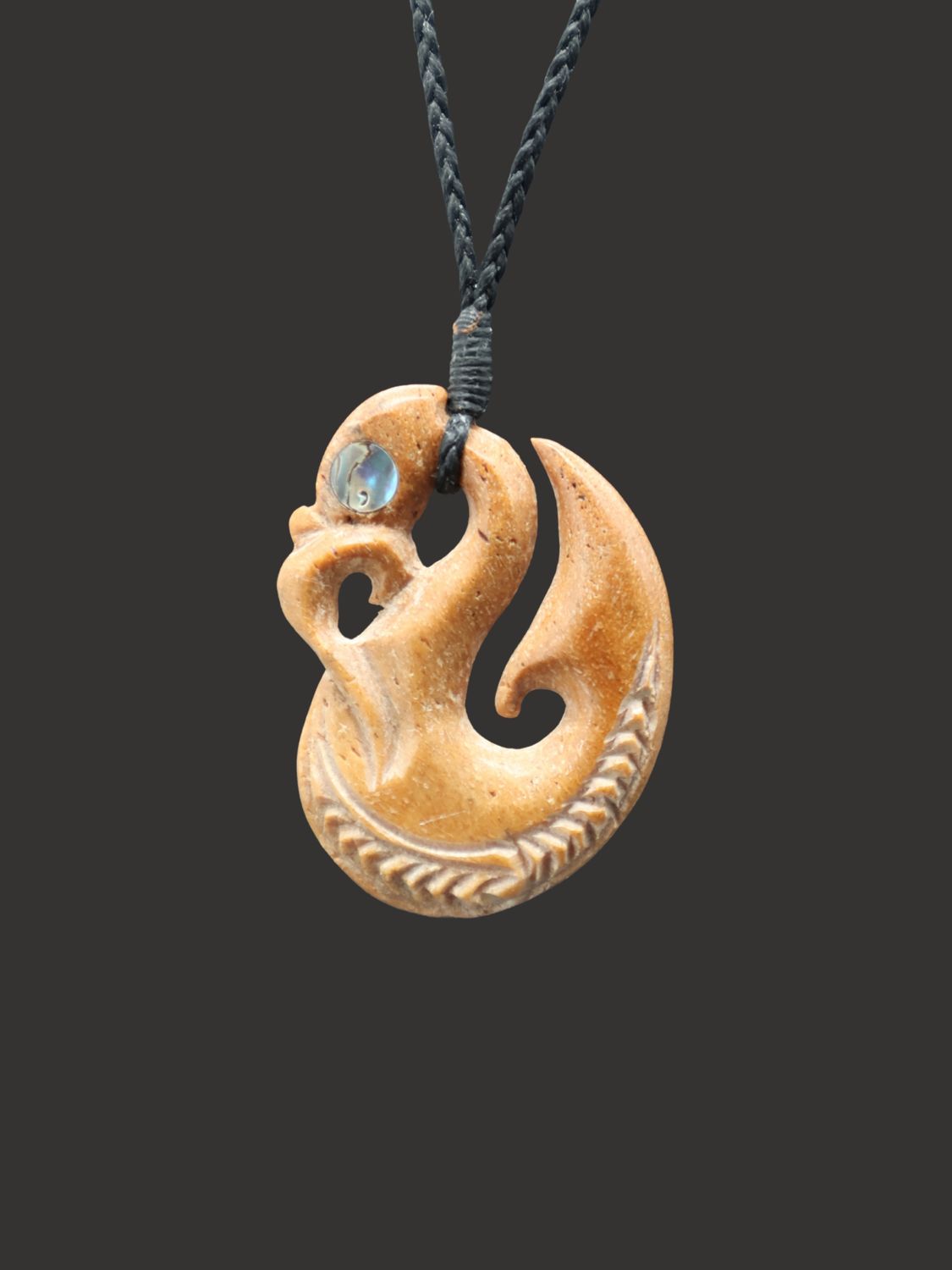 Moko Pounamu Manaia Genuine Whale Bone Carving - Omarama