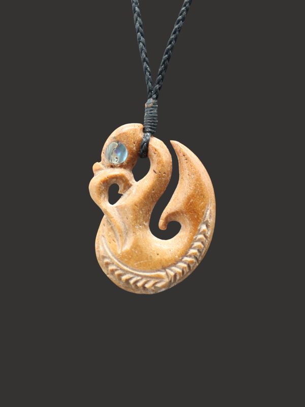 Moko Pounamu Manaia Genuine Whale Bone Carving - Omarama