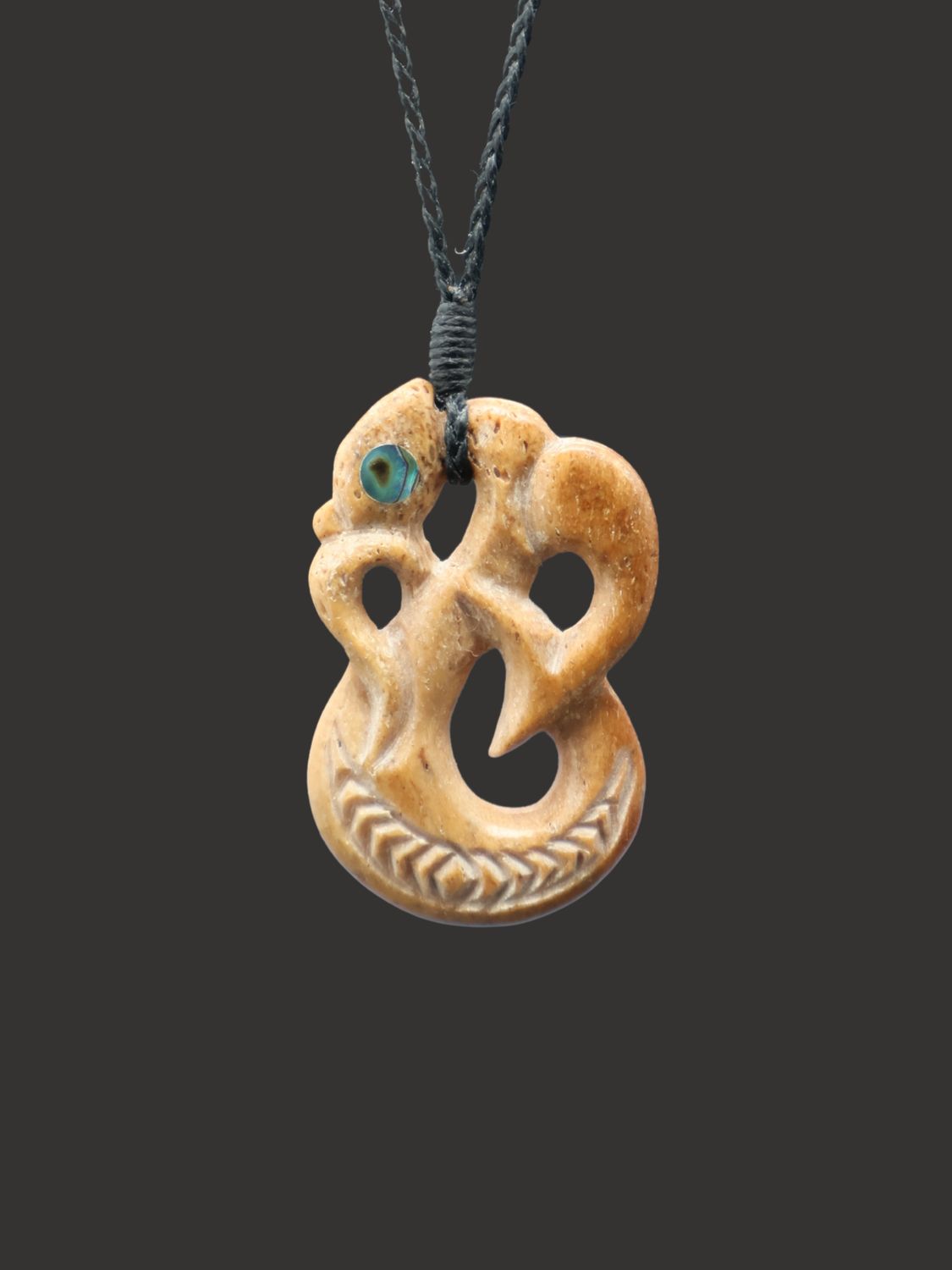 Moko Pounamu Manaia Genuine Whale Bone Carving - Kohimara