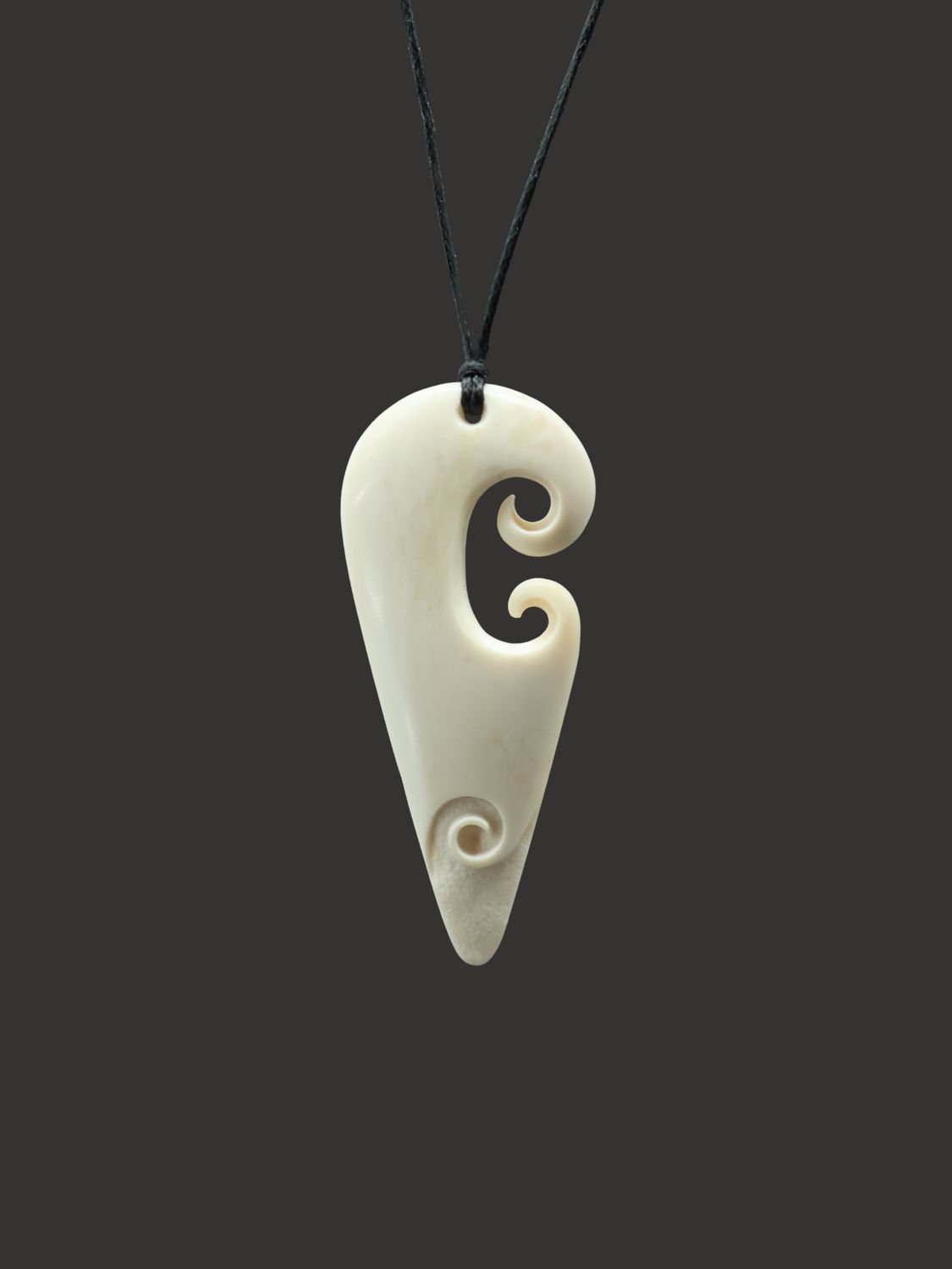 Moko Pounamu Koru Whale Bone Carving - Kaiteriteri