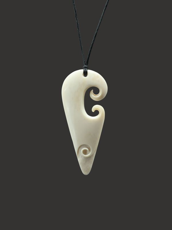 Moko Pounamu Koru Whale Bone Carving - Kaiteriteri