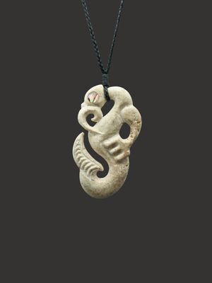 Moko Pounamu Manaia Genuine Whale Bone Carving - Katawa