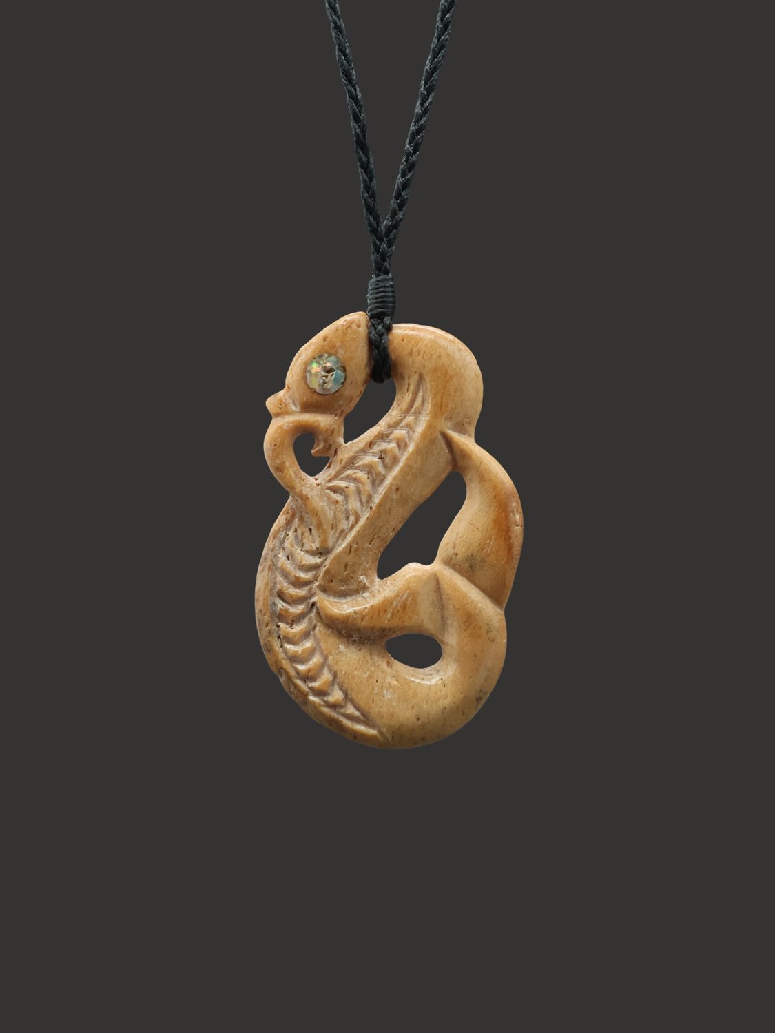 Moko Pounamu Manaia Genuine Whale Bone Carving - Te Ukura