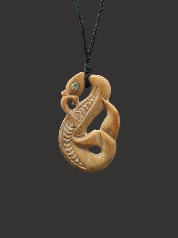 Moko Pounamu Manaia Genuine Whale Bone Carving - Te Ukura