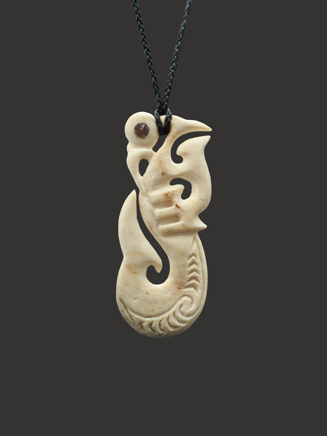 Moko Pounamu Manaia Genuine Whale Bone Carving - Tuhiraki
