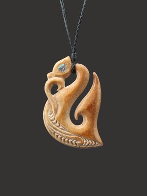 Moko Pounamu Manaia Genuine Whale Bone Carving - Hereweka