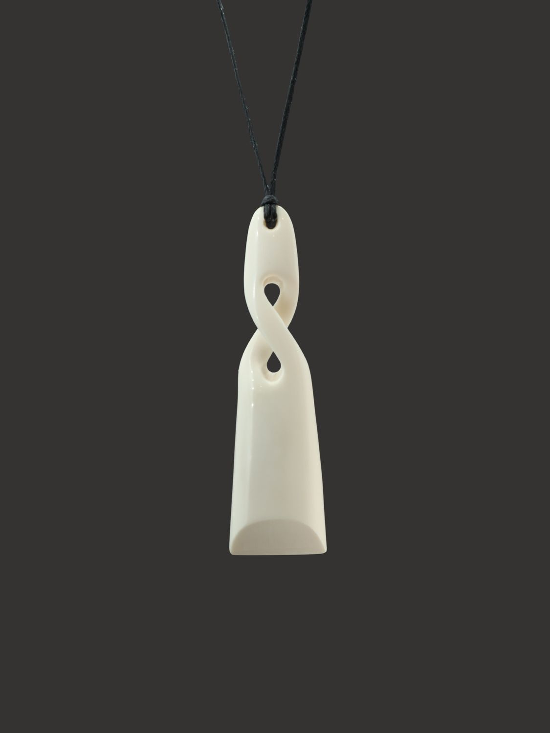 Moko Pounamu Single Pikorua (Twist) Toki Genuine Whale Bone Carving - Puharakeke