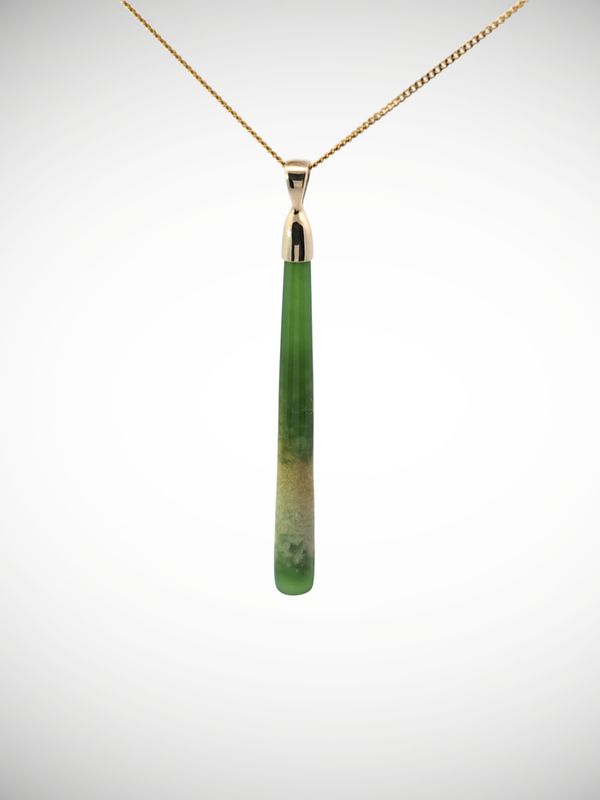 Moko Pounamu Roimata (Teardrop) NZ Genuine Kahurangi Flower Greenstone & 9ct Gold - Tauraka