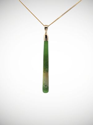 Moko Pounamu Roimata (Teardrop) NZ Genuine Kahurangi Flower Greenstone & 9ct Gold - Tauraka