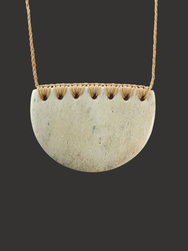 Moko Pounamu Kouma (Breastplate) Whale Bone Carving - Paretao