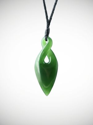 Moko Pounamu Single Pikorua (Twist) NZ Genuine Kahurangi Greenstone - Oturoto