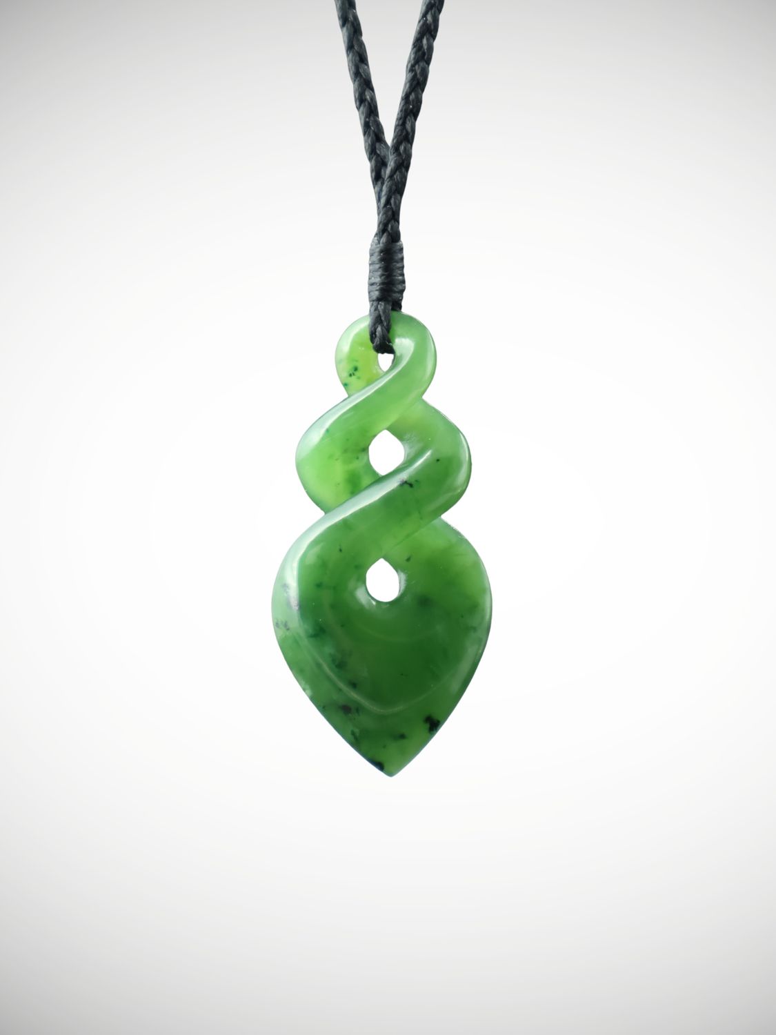 Moko Pounamu Double Pikorua (Twist) NZ Genuine Kahurangi Greenstone - Puteawhatiia