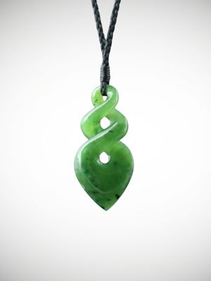 Moko Pounamu Double Pikorua (Twist) NZ Genuine Kahurangi Greenstone - Puteawhatiia